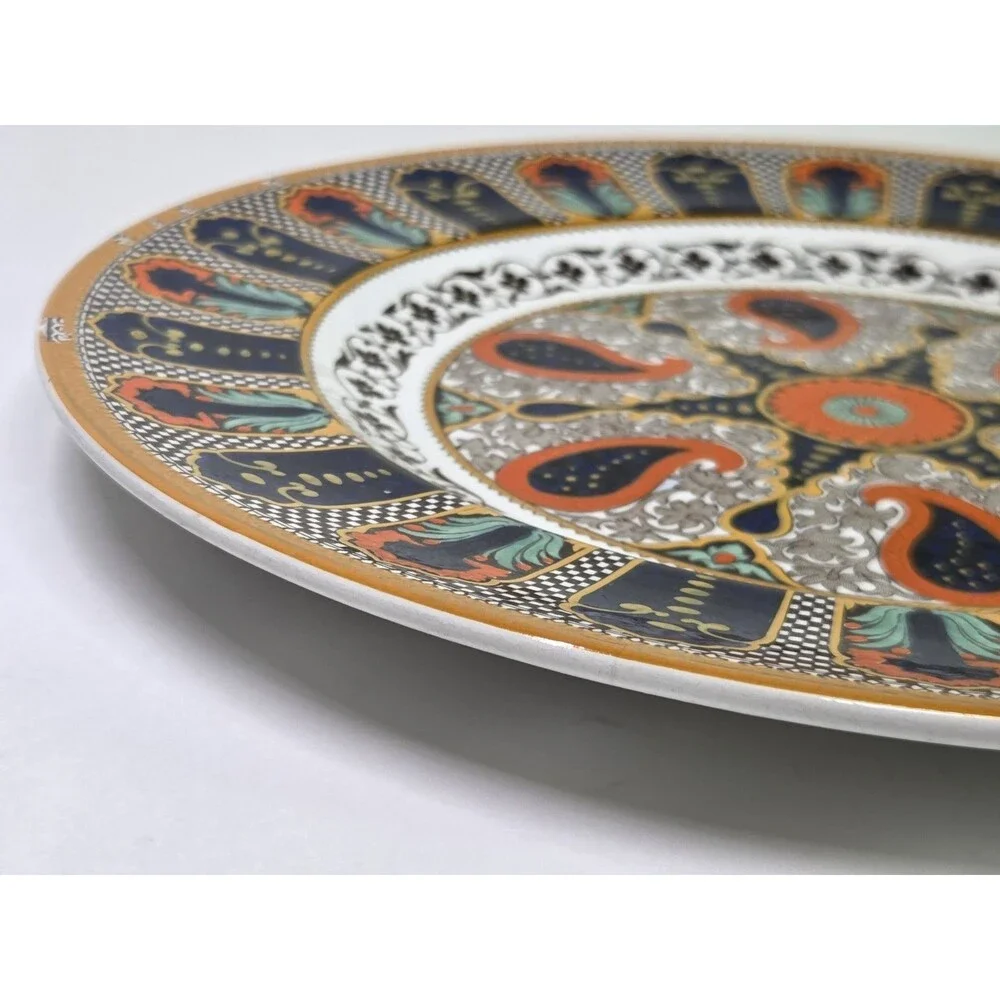 Antique Wedgwood Indian Plate Orange Hand Painted 10.5